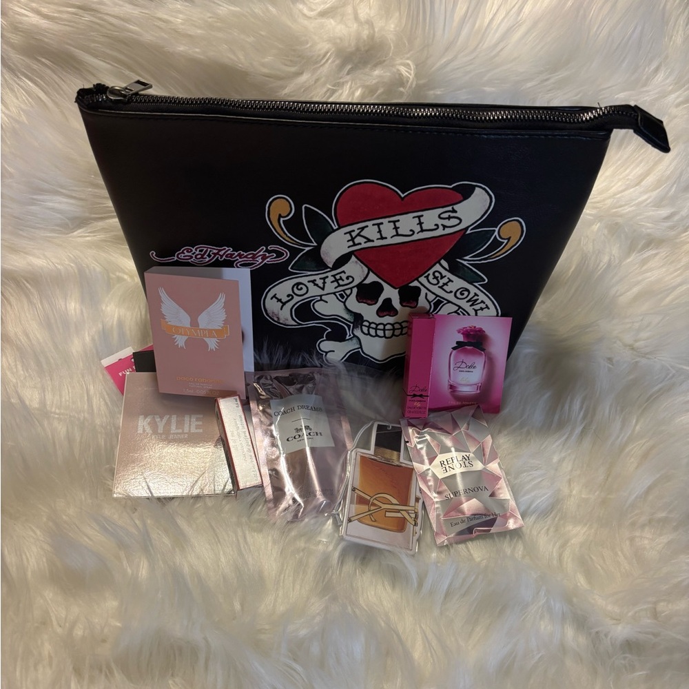 Ed Hardy Love Kills Slowly Cosmetic Travel Bag Bundle
